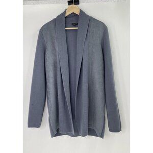 Ann Taylor‎ Factory Blue Open Front Faux Suede Panel Cardigan Sz M, Fall 2023